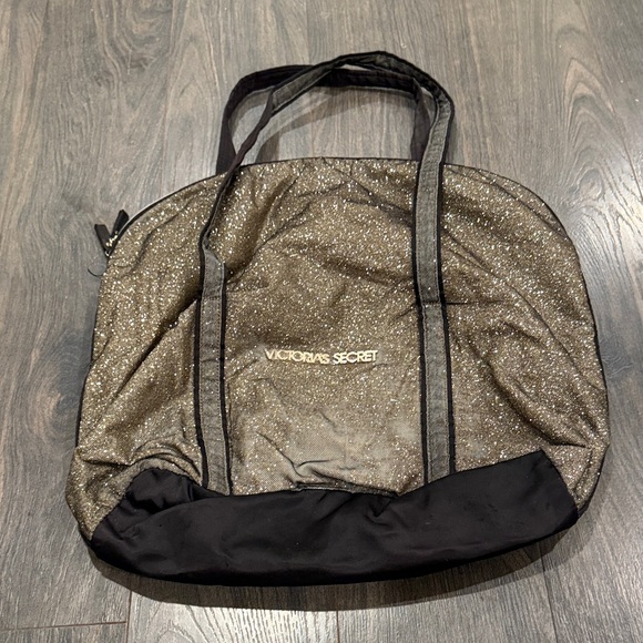 Victoria's Secret Handbags - Victoria's Secret Glittery Black Tote Bag 7:31